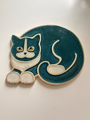 Vintage blue cat ceramic - vintage,