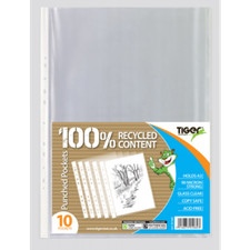 Pack of 10 A3 Portrait Punched Pockets (80 micron) - Ring Binder Sleeves Wallets