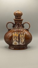 Vintage  Brown Pottery Decanter King Queen Royal European Stopper Bottle Vintage