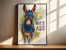 Funny Donkey Wall Art Print