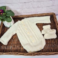 Handknit Cream Cabled Baby