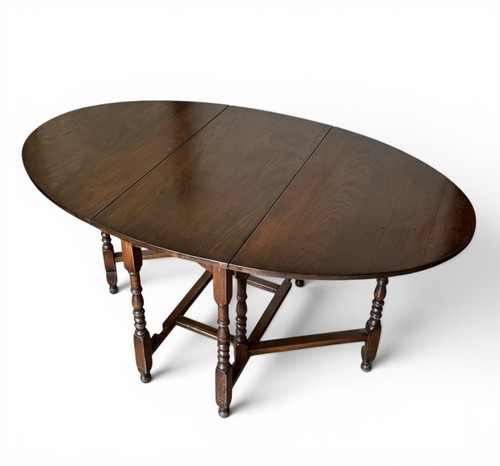 Antique solid oak dining table - oak,