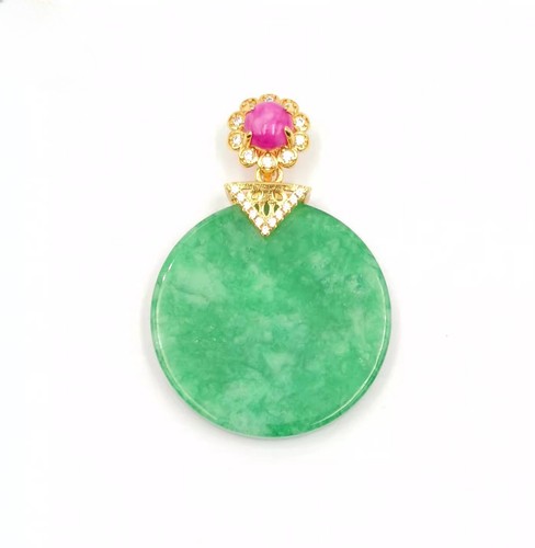 Nature jade round pendant - round,