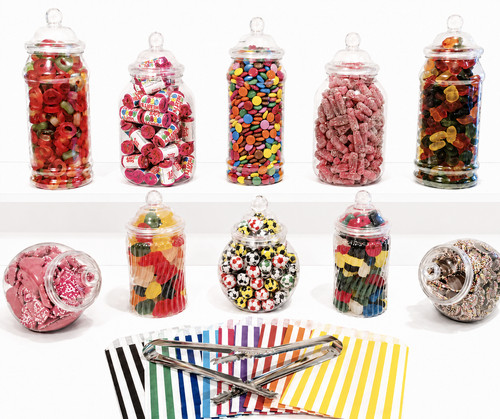 Mixed plastic sweet - plastic, jars