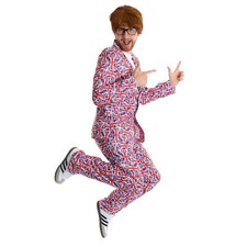 1990'S GROOVY SPY AUSTIN 90'S POWERS MOVIE ADULTS FANCY DRESS SUIT & ACCESSORIES