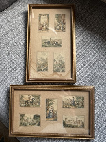 Pair antique victorian baxter - antique,