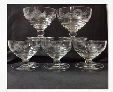 FIVE Vintage Rose Cut Glass