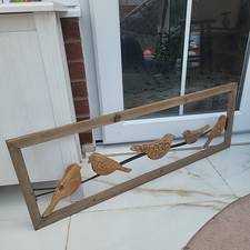 Metal & Wood Birds Wall ART Hanging Home Decor - 97 by 31cm Unique 