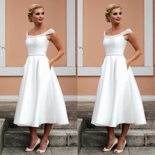 Satin wedding dresses tea - wedding,