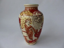 19th c  Meiji Period Japanese Kutani  Vase Figural Decoration