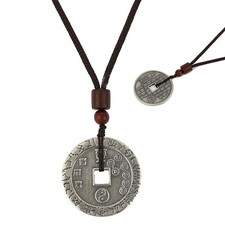 Feng Shui Coin Necklace Silver
