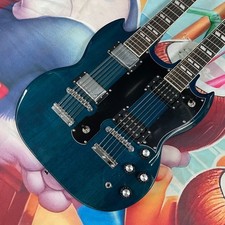 Customized Blue Double Neck SG Electric Guitar 12+6s HH Chrome Hardware 