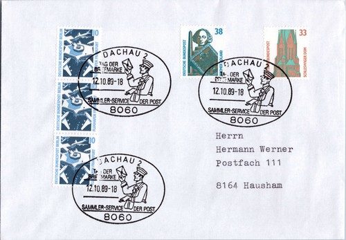 Dachau 1989 postman cover - dachau,