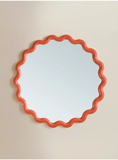 Wiggle Wall Mounted Mirror Wavy Frame Bordered Glass/Plastic Circular 50 Cm Dia.