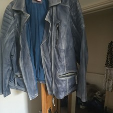 Joe Browns Blue Distressed Soft Real Leather Biker Jacket Size 26