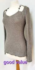 Peruzzi Womens Pullover UK Size S Metalic Grey Colour Knitwear Long Sleeves