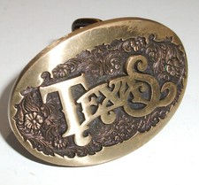 TEXAS Award Design Medals INC SOLID BRASS BELT BUCKLE Western Cowboy OklahomaUSA