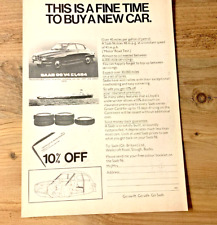 SAAB 96 V4 1970s  FRAMEABLE COLLECTIBLE ORIGINAL CLASSIC CAR ADVERT
