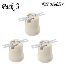 3 x E27 Bulb Holder Edison Screw White Ceramic Porcelain Lamp Holders