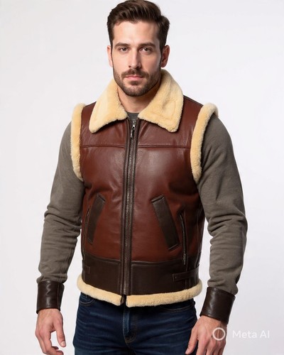 Men real sheepskin leather - sheepskin,
