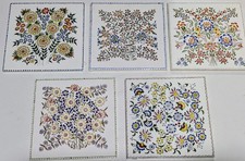 Set Of Vintage 1972 Hand Painted Decoration Ceramic Tiles Cepelia Opole Poland