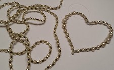 Gold Bead & Pearl Heart Hanging Decoration 6ft Garland Pearl Wedding Anniversary