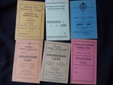 CYCLING CLUB MEMBERSHIP CARDS 1940s/50S INC HERNE HILL