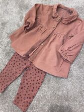 NEW GIRLS TU LEOPARD PRINT SHIRT OUTFIT TOP LEGGINGS SIZE AGE 3-6 MONTHS