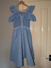 Maje Women's Blue Button Up Off Shoulder Dress Size 2 UK 10