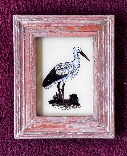 Indian stork reverse glass - stork,