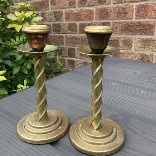 Pair vintage brass copper - of,