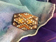 Vintage Unsigned PIERRE BEX Art Deco Brooch Geometric Abstract #1299#-B2_712