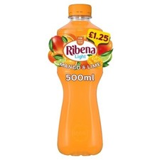 Ribena Mango And Lime 12 x 500ml Bottles Fruity Soft Drink