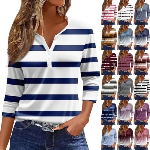 Ladies tops button neck - ladies,