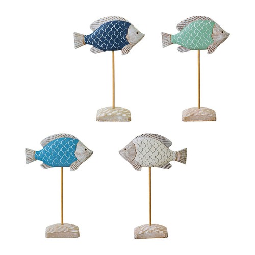 Wooden fish sculpture - on, stand