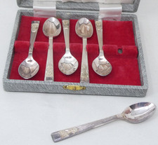 6 Demitasse Spoons Set Of Six EPNS Ryals Silver Plated With Fitted Case 1950s