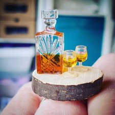Unique WHISKY DECANTER & GLASSES RING handmade 3D adjustable GIFT BOX whiskey
