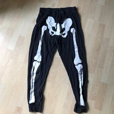Men Halloween skeleton design Pyjama Bottoms Trousers Size M glow in the dark 