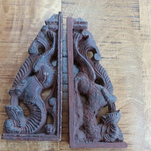 Carved indian bookends - carved,