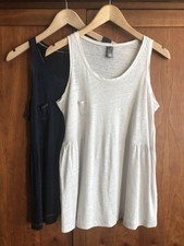 2x Miss Captain Linen Knit Vest Tops Size M Sleeveless Gathers Lightweight Loose
