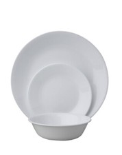 Corelle "Vitrelle" 18 Piece Dinner Set 12 Plates 6 Bowls - Service for Six White