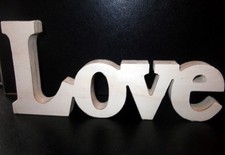 Plain wooden LOVE word sign FREE POSTAGE home decoration or wedding (CC05)
