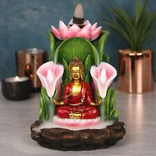COLOURED BUDDHA BACK FLOW INCENSE CONE BURNER 2 FREE CONES GREAT GIFT BF25328