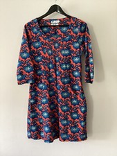 Seasalt Cornwall Orange & Blue Floral Needlecord Wagtail Dress, Good Condition