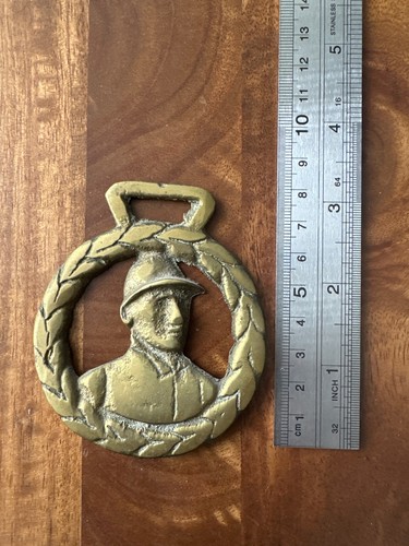 Vintage horse brass jockey - horse, in