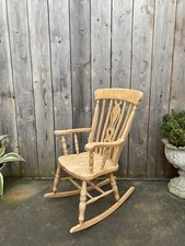 Country Fiddle Back Beech Grandfather Large Rocking Totally Hand Stripped Reset