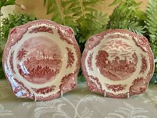 Johnson Brothers Old Britain Castles Pink Red x TWO Open Serving Bowls