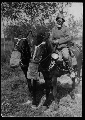 German soldier wearing gas - wearing,