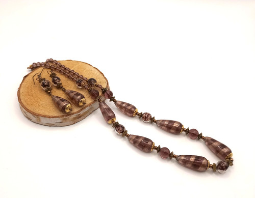 Purple and gold glass bead - purple,