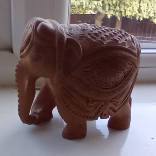 Carved wooden elephant - wooden,